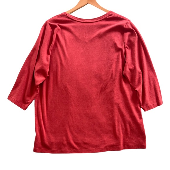 St. John’s Bay Women’s Pink 3/4 Sleeve T-Shirt - Picture 2 of 5